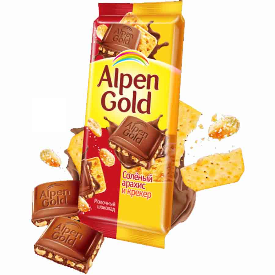 Фото Шоколад Alpen Gold «с соленым арахисом и крекером», 21*85 гр. в интернет-магазине axdv.ru / аиксдв