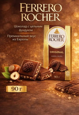 Фото Шоколад Ферреро Роше оригинальный / Ferrero Rocher Original молочный 90г*8шт (Импорт) в интернет-магазине axdv.ru / аиксдв