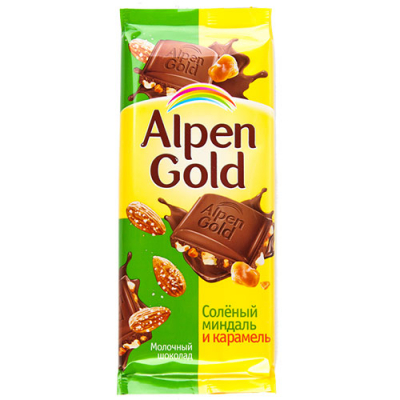 Фото Шоколад Alpen Gold «Солёный миндаль и карамель», 21*85 гр. в интернет-магазине axdv.ru / аиксдв