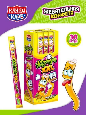 Фото Жевательная конфета с кислой пудрой «Жевамба XXL» со вкусом тутти-фрутти 15г*30шт*12 блоков в интернет-магазине axdv.ru / аиксдв