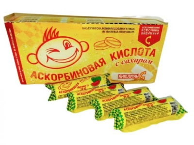 Фото Конфета Аскорбиновая кислота с сахаром 12*20*30г со вкусом арбуза в интернет-магазине axdv.ru / аиксдв