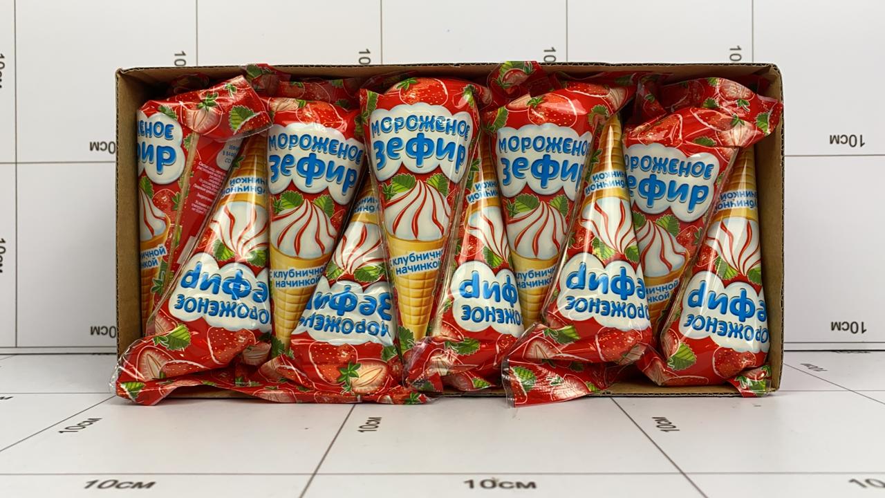 Фото Зефир с начинкой в вафельном рожке "Мороженое" 13гр*30шт*12 блоков. в интернет-магазине axdv.ru / аиксдв