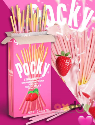 Фото Палочки Покки Клубника / Pocky Strawberry 45гр*10шт*12бл в интернет-магазине axdv.ru
