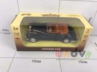 Фото Модель металлическая "Винтажный автомобиль / Vintage Car" кабриолет, черный, Свето-звуковой в интернет-магазине axdv.ru