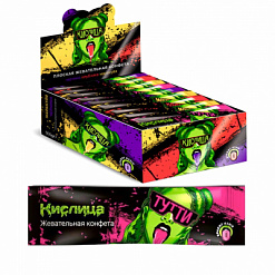 Фото Жевательная конфета Кислица Кислая полоска черника клубника маракуйя 10г*50шт*18бл в интернет-магазине axdv.ru / аиксдв