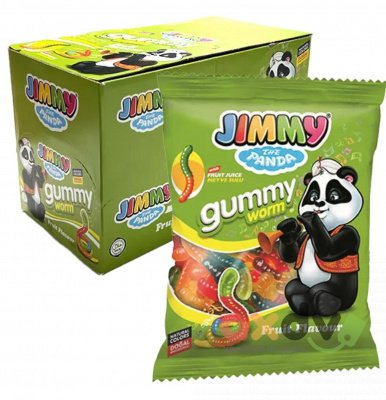 Фото Жевательный желейный кислый мармелад Джимми / JIMMY SOUR GUMMY, Червячки, пакет 80г*12шт*6бл в интернет-магазине axdv.ru
