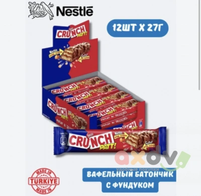 Фото Акция!!! Вафельный батончик Нестле Кранч Пат/CRUNCH PATT с ореховой пастой 27г*12шт*16бл (Импорт) в интернет-магазине axdv.ru