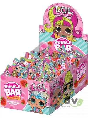 Фото Жевательная резинка кислая с жидким центром "LOL BUBBLE BAR" 4гр*100шт в интернет-магазине axdv.ru