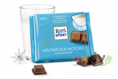 Фото Риттер спорт / Ritter Sport "Шоколад молочный" Альпийская молоко в интернет-магазине axdv.ru