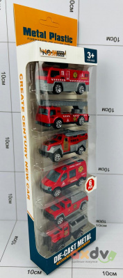 Фото Набор металлических машинок литых под давлением "DIE CAST" Пожарная служба (6 шт) в интернет-магазине axdv.ru