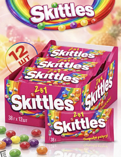 Фото Драже "Скитлс/Skittles" 2в1 38г/12/144 в интернет-магазине axdv.ru / аиксдв