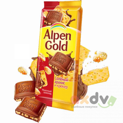 Фото Шоколад Альпен Гольд / Alpen Gold «с соленым арахисом и крекером», 21*80 гр. в интернет-магазине axdv.ru