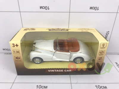 Фото Модель металлическая "Винтажный автомобиль / Vintage Car" кабриолет, белый, Свето-звуковой в интернет-магазине axdv.ru
