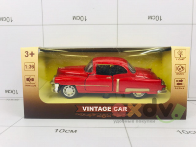 Фото Модель металлическая "Винтажный автомобиль / Vintage Car" купэ, красный, Свето-звуковой в интернет-магазине axdv.ru