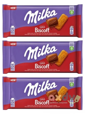 Фото Шоколад Милка Бискофф / Milka Biscoff 90гр*24шт (Импорт) в интернет-магазине axdv.ru