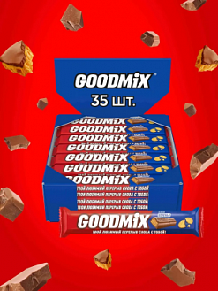 Фото Молочный шоколад "ГУДМИКС / GOODMIX" Печенье с хрустящей вафлей 40гр*35шт в интернет-магазине axdv.ru / аиксдв