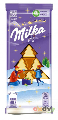 Фото Шоколад молочный Milka с белым шоколадом в виде елочек 73г*23шт в интернет-магазине axdv.ru