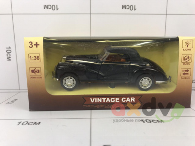 Фото Модель металлическая "Винтажный автомобиль / Vintage Car" купэ, черный, Свето-звуковой в интернет-магазине axdv.ru