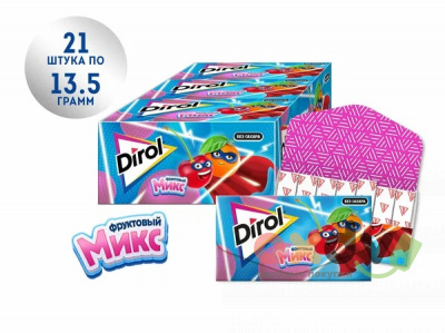 Фото жевательная резинка "Дирол / Dirol" детский Фруктовый микс 13,5г*21шт в интернет-магазине axdv.ru