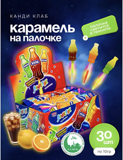 Фото Карамель на неоновой палочке "Лучистик" газировка 10гр*30шт*12 блока в интернет-магазине axdv.ru / аиксдв