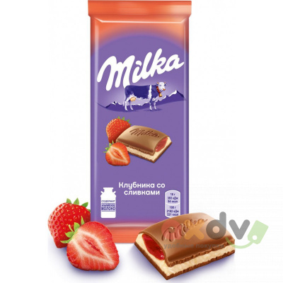 Фото Шоколад "Милка/Milka" Клубника со сливками 20*85гр в интернет-магазине axdv.ru