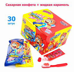 Фото Сахарная конфета и жидкая карамель "Зубная щетка с пастой" Мазни Лизни15гр*30шт*12 блоков. в интернет-магазине axdv.ru / аиксдв