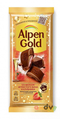 Фото Шоколад Альпен Гольд / Alpen Gold «Молочный» со вкусом игристого вина и клубники, 80гр*21шт в интернет-магазине axdv.ru