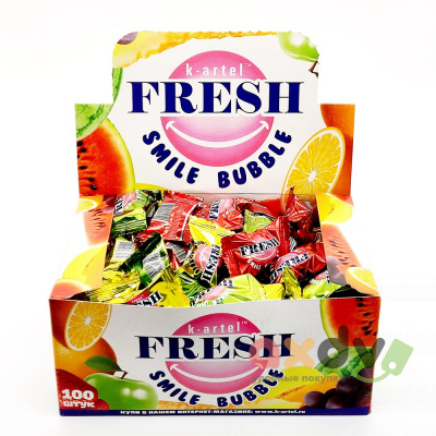 Фото Резинка жевательная дражированная "Пузырь свежести для улыбки / FRESH SMILE Bubble" ассорти 100шт*20 блоков. в интернет-магазине axdv.ru