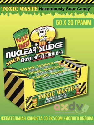 Фото Жевательные конфеты Токсик Востл Ядерное яблоко / Toxic Wastle Nuclear Apple 20гр*50шт*8бл в интернет-магазине axdv.ru