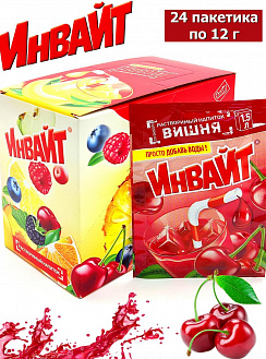 Фото Растворимый напиток Инвайт / Invite Вишня 12г*24шт*8 блоков в интернет-магазине axdv.ru / аиксдв