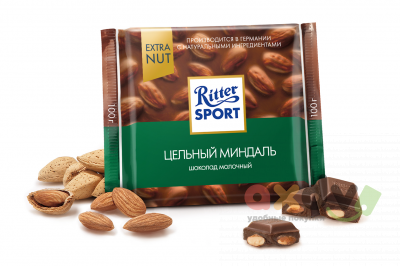 Фото Риттер спорт / Ritter Sport "Шоколад молочный" Цельный миндаль в интернет-магазине axdv.ru
