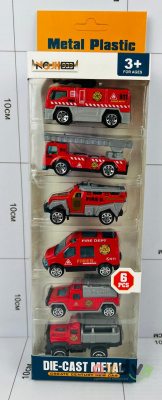 Фото Набор металлических машинок литых под давлением "DIE CAST" Пожарная служба (6 шт) в интернет-магазине axdv.ru