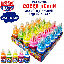 Фото Карамель с кислой пудрой и татуировкой "Соска Лолли" ассорти 5гр*30шт*12 блоков. в интернет-магазине axdv.ru / аиксдв