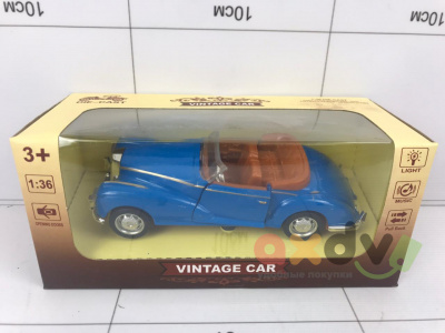 Фото Модель металлическая "Винтажный автомобиль / Vintage Car" кабриолет, синий, Свето-звуковой в интернет-магазине axdv.ru