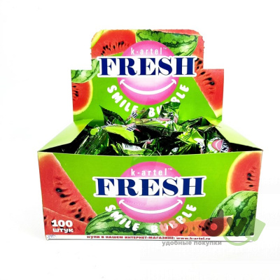 Фото Резинка жевательная дражированная "Пузырь свежести для улыбки / FRESH SMILE Bubble" со вкусом арбуза 100шт*20 блоков. в интернет-магазине axdv.ru