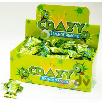 Фото Жевательная резинка сумасшедший / КРЭЙЗИ / CRAZY зеленое яблоко 4,2г 1/100шт*2000кор в интернет-магазине axdv.ru
