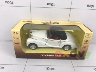 Фото Модель металлическая "Винтажный автомобиль / Vintage Car" купэ, белый, Свето-звуковой в интернет-магазине axdv.ru
