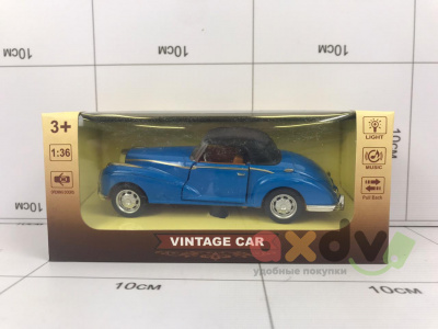 Фото Модель металлическая "Винтажный автомобиль / Vintage Car" купэ, синий, Свето-звуковой в интернет-магазине axdv.ru
