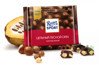 Фото Риттер спорт / Ritter Sport "Шоколад темный" Цельный лесной орех в интернет-магазине axdv.ru