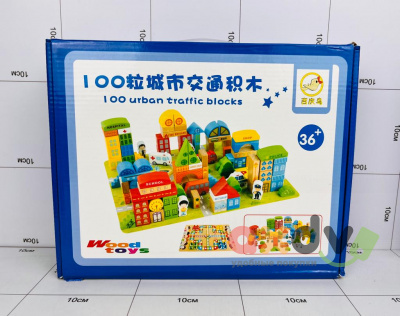 Фото Игровой набор деревянный "100 перекрытий городского движения / 100 Urban traffic blocks" в интернет-магазине axdv.ru