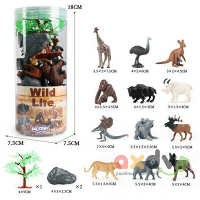 Фото Набор фигурок зверей в банке "Дикая жизнь / Wild life" №2 в интернет-магазине axdv.ru