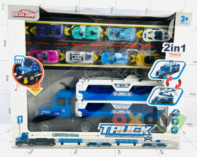 Фото Игровой набор Автовоз+8 машин Деформация грузовика / Truck Deformation (синий) светозвуковой в интернет-магазине axdv.ru