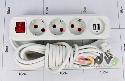 Фото Удлинитель С сетевым фильтром и USB 5м 3 розетки ALF305 в интернет-магазине axdv.ru
