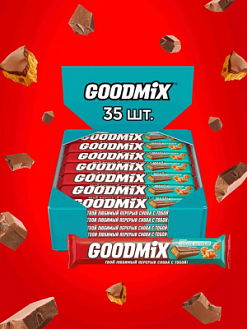 Фото Молочный шоколад "ГУДМИКС / GOODMIX" Соленая карамель с хрустящей вафлей 40гр*35шт в интернет-магазине axdv.ru / аиксдв