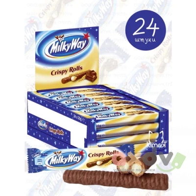 Фото Вафельные трубочки Милки Вэй Хрустящие рулетики / Milky Way Crispy Rolls 22,5г*24шт*12бл (Импорт) в интернет-магазине axdv.ru