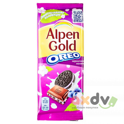 Фото Шоколад Альпен Гольд / Alpen Gold Десерт «Черничная Поляна и ОРЕО / ОREO», 19*85гр. в интернет-магазине axdv.ru