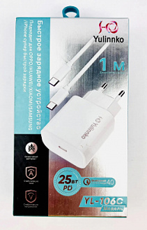 Фото Зарядный шнур Type-C с USB адаптером YL-106C в интернет-магазине axdv.ru / аиксдв