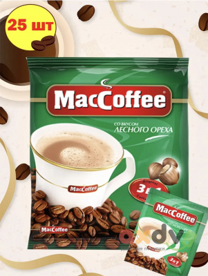 Фото Кофе MacCoffee Лесной орех 3в1 м/уп 18г*25шт*20бл в интернет-магазине axdv.ru