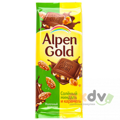 Фото Шоколад Альпен Гольд / Alpen Gold «Соленый миндаль и карамель», 21*85 гр. в интернет-магазине axdv.ru