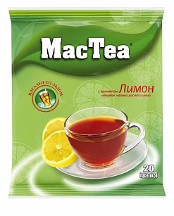 Фото Напиток чайный растворимый Mac Tea с ароматом Лимона м/уп 16г*20шт*50бл в интернет-магазине axdv.ru / аиксдв